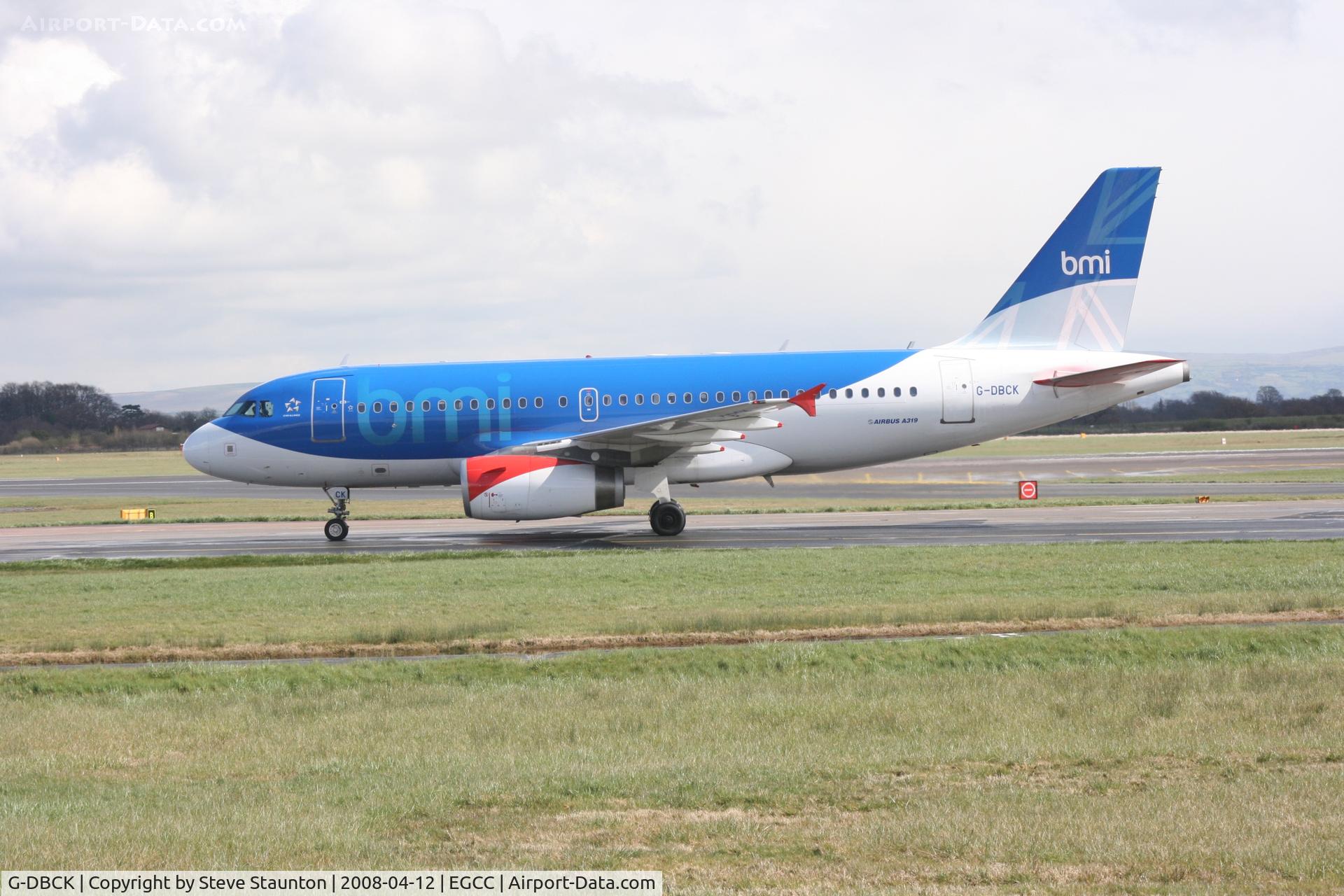G-DBCK, 2007 Airbus A319-131 C/N 3049, Taken at Manchester Airport on a typical showery April day
