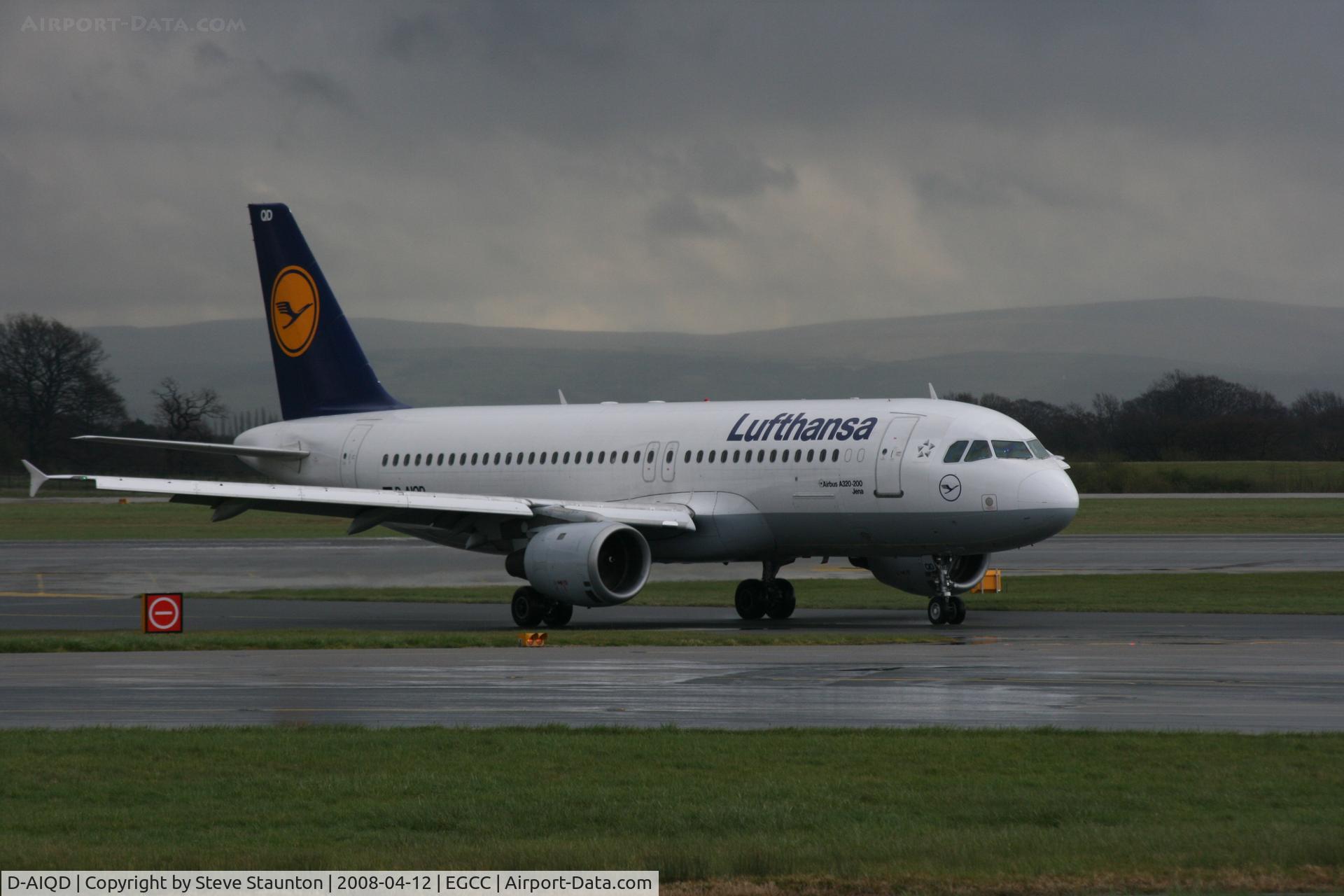 D-AIQD, 1991 Airbus A320-211 C/N 0202, Taken at Manchester Airport on a typical showery April day