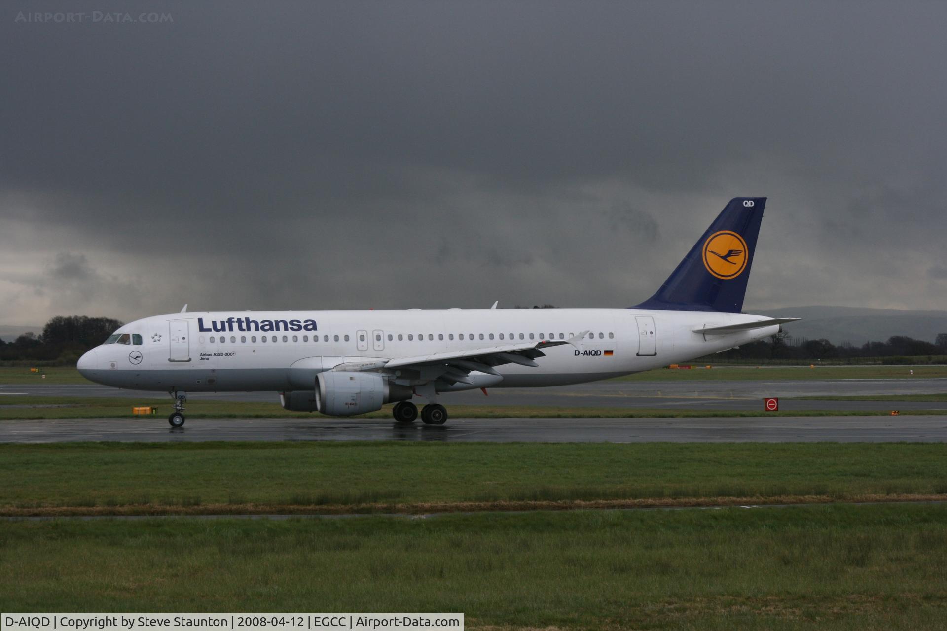 D-AIQD, 1991 Airbus A320-211 C/N 0202, Taken at Manchester Airport on a typical showery April day