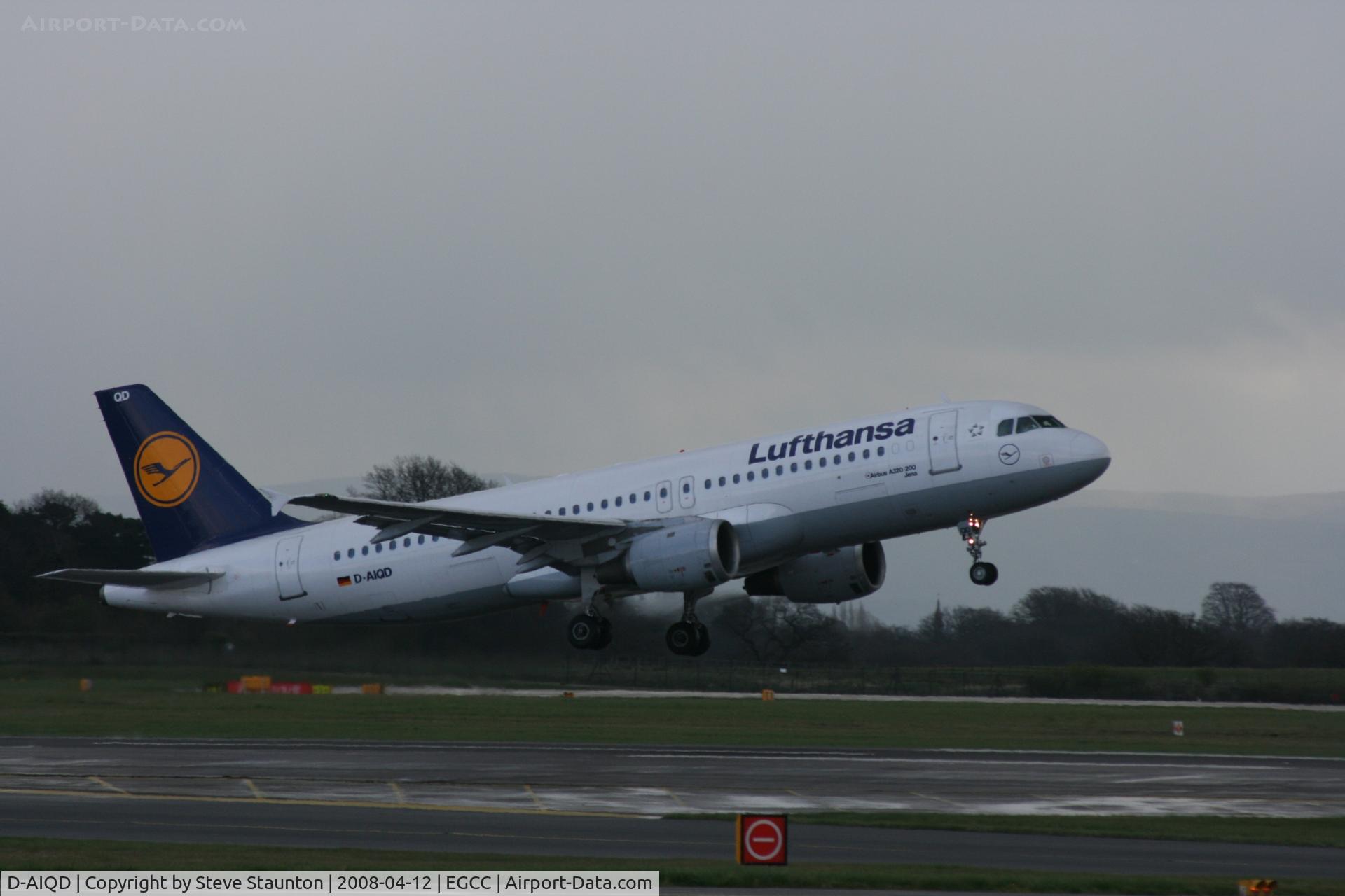 D-AIQD, 1991 Airbus A320-211 C/N 0202, Taken at Manchester Airport on a typical showery April day