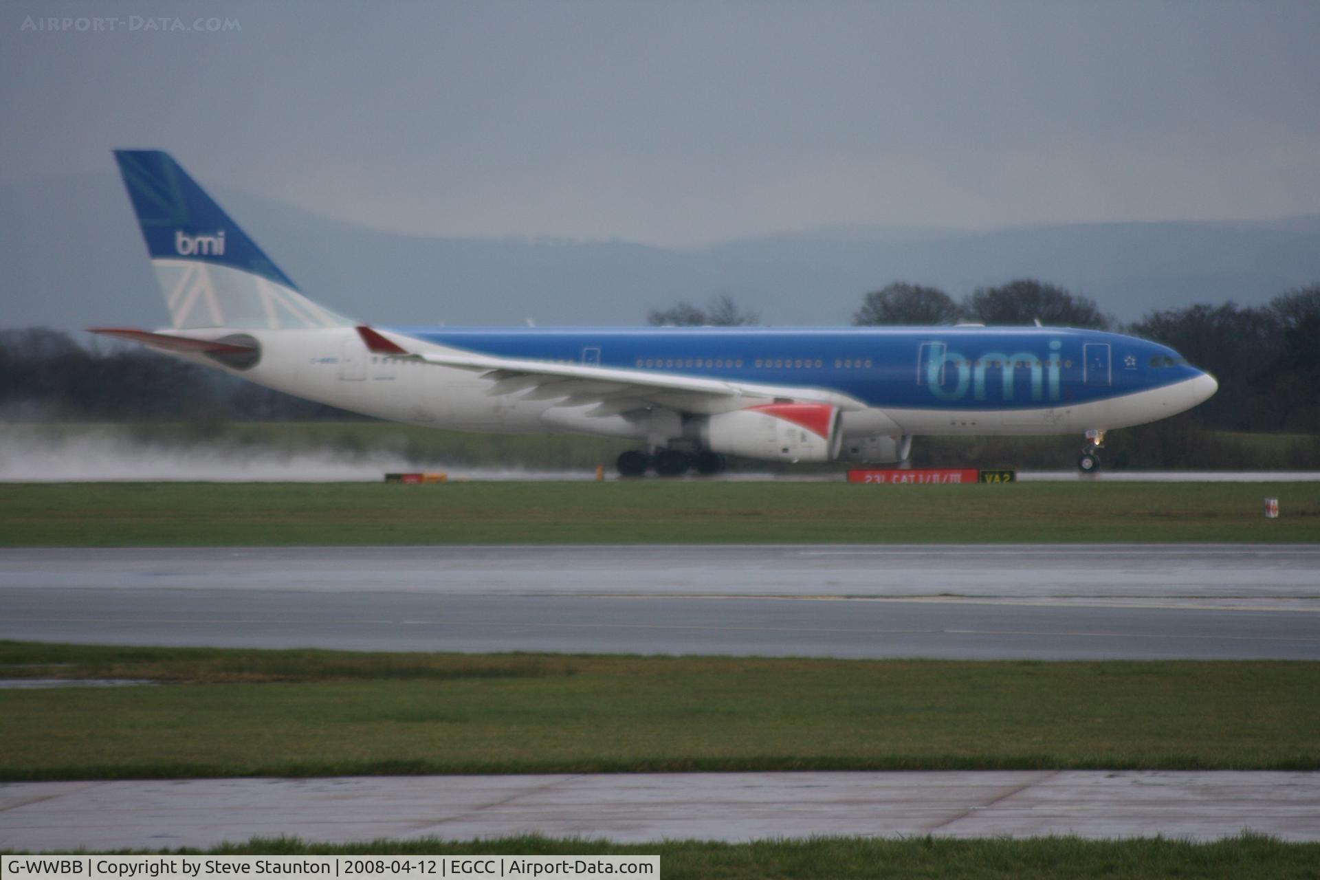 G-WWBB, 2001 Airbus A330-243 C/N 404, Taken at Manchester Airport on a typical showery April day