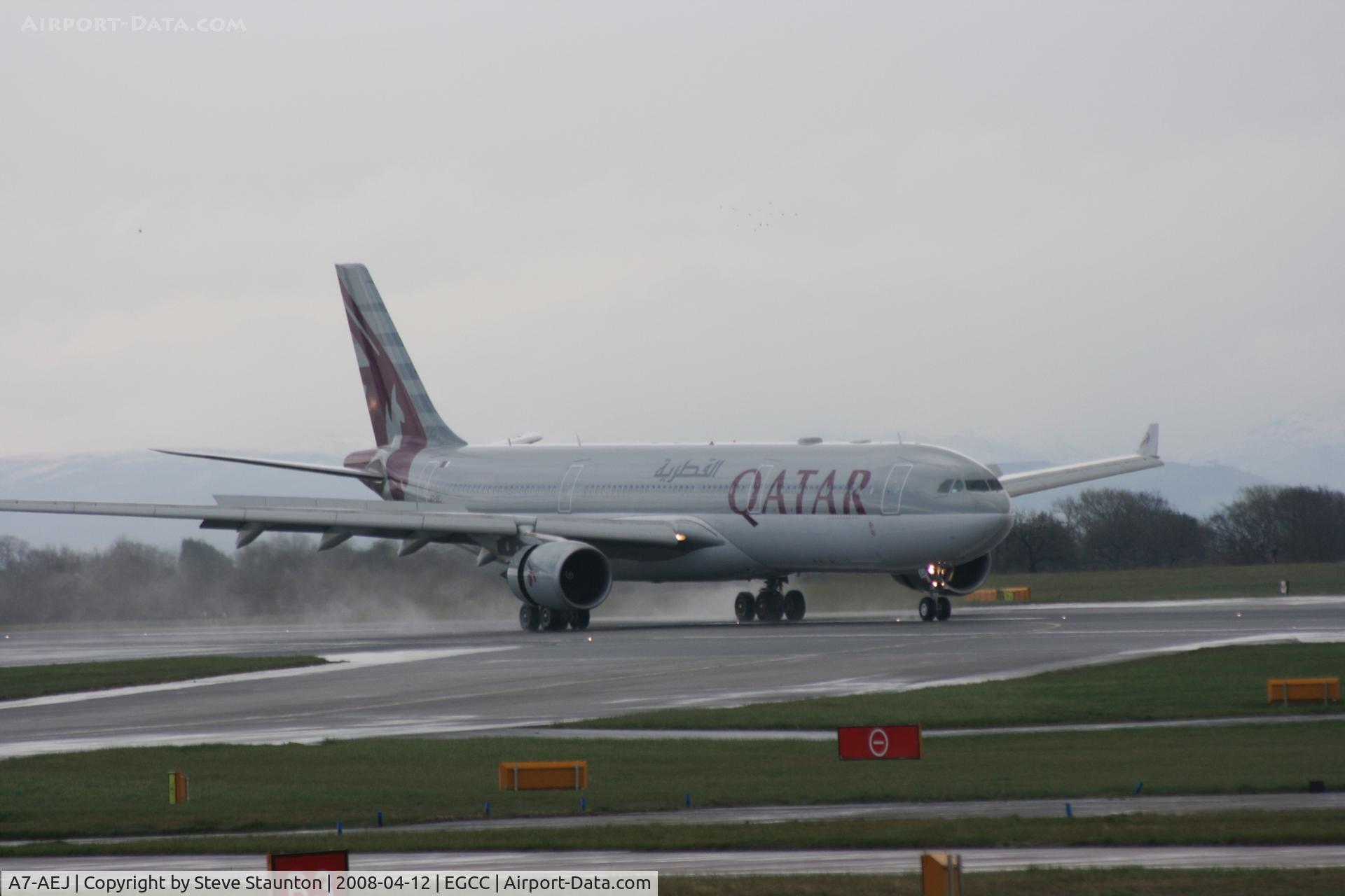 A7-AEJ, 2007 Airbus A330-302 C/N 826, Taken at Manchester Airport on a typical showery April day