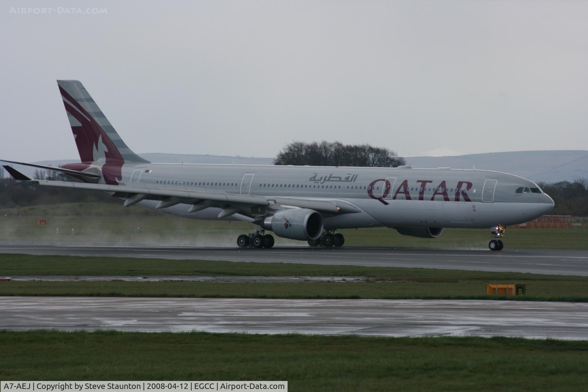 A7-AEJ, 2007 Airbus A330-302 C/N 826, Taken at Manchester Airport on a typical showery April day