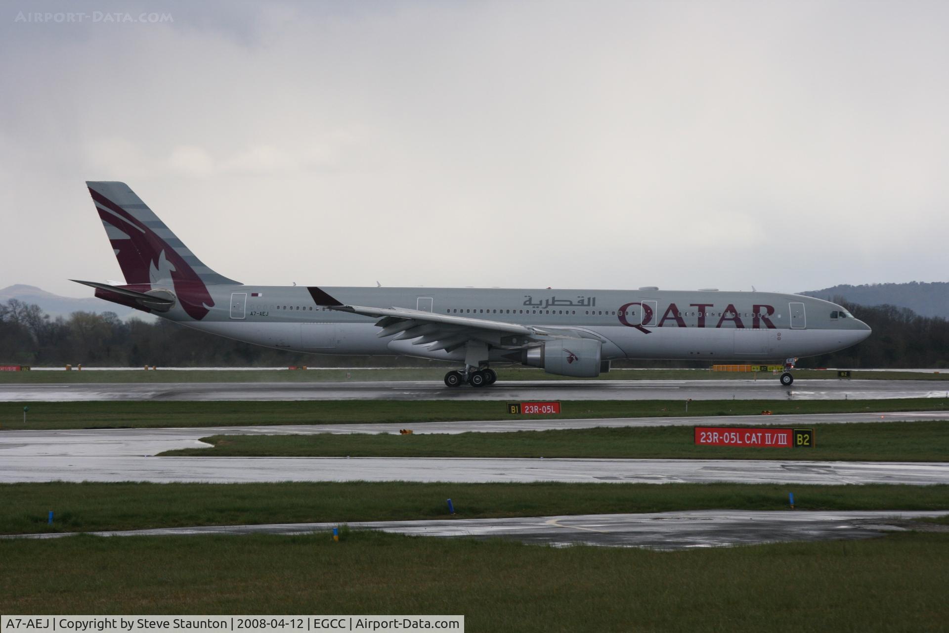 A7-AEJ, 2007 Airbus A330-302 C/N 826, Taken at Manchester Airport on a typical showery April day