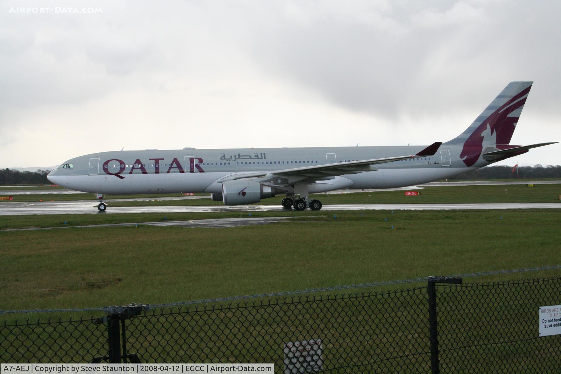 A7-AEJ, 2007 Airbus A330-302 C/N 826, Taken at Manchester Airport on a typical showery April day