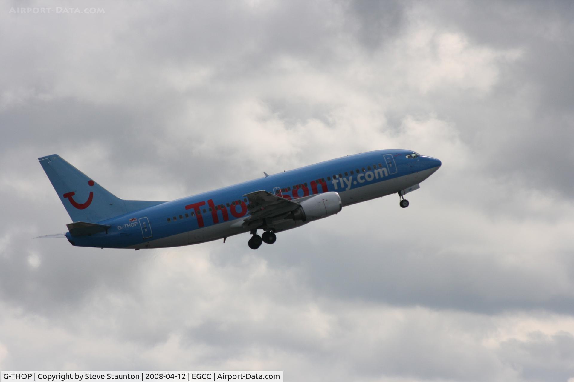 G-THOP, 1998 Boeing 737-3U3 C/N 28740, Taken at Manchester Airport on a typical showery April day