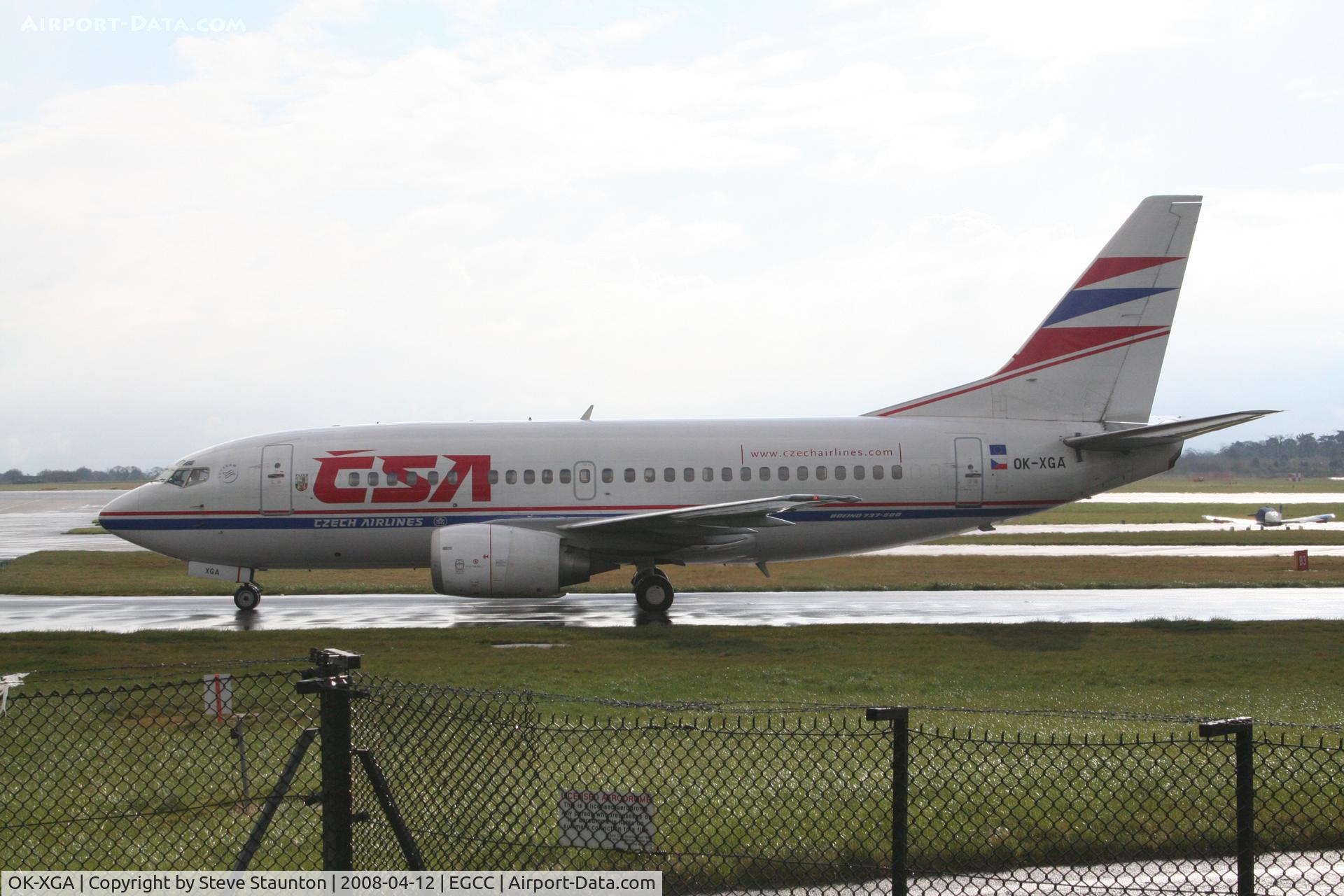 OK-XGA, 1992 Boeing 737-55S C/N 26539, Taken at Manchester Airport on a typical showery April day