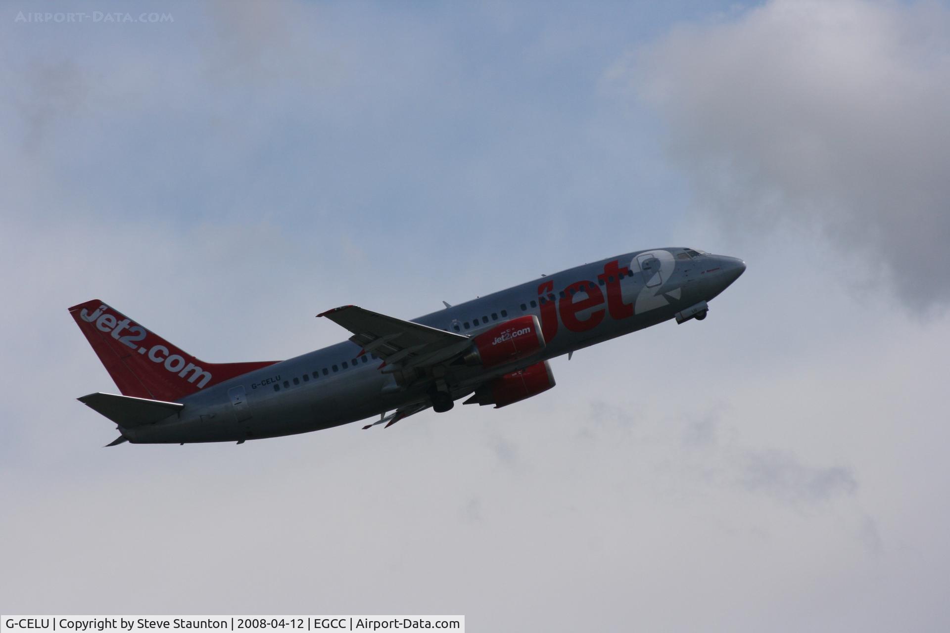 G-CELU, 1986 Boeing 737-377 C/N 23657, Taken at Manchester Airport on a typical showery April day