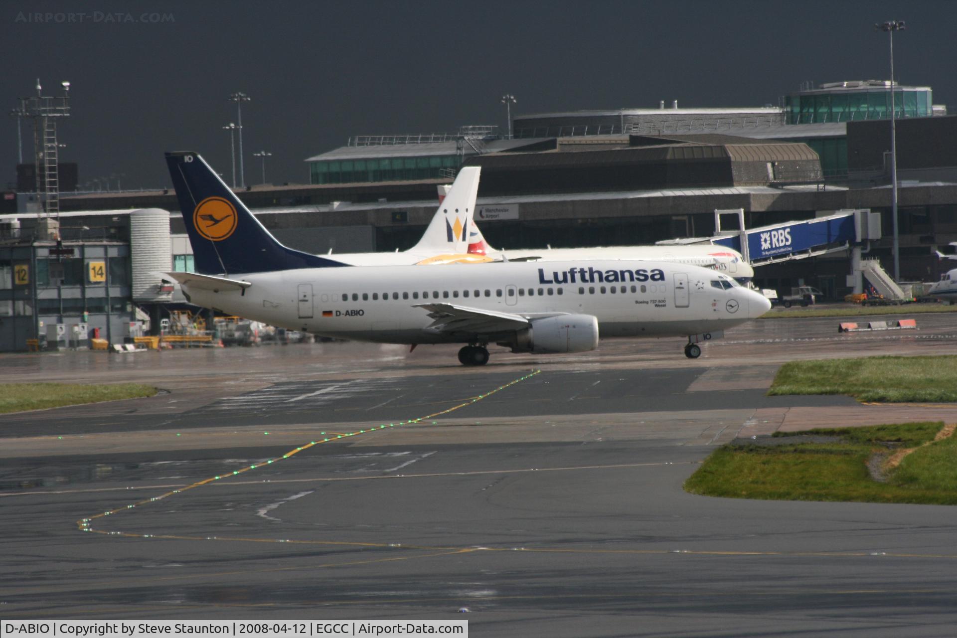 D-ABIO, 1991 Boeing 737-530 C/N 24939, Taken at Manchester Airport on a typical showery April day