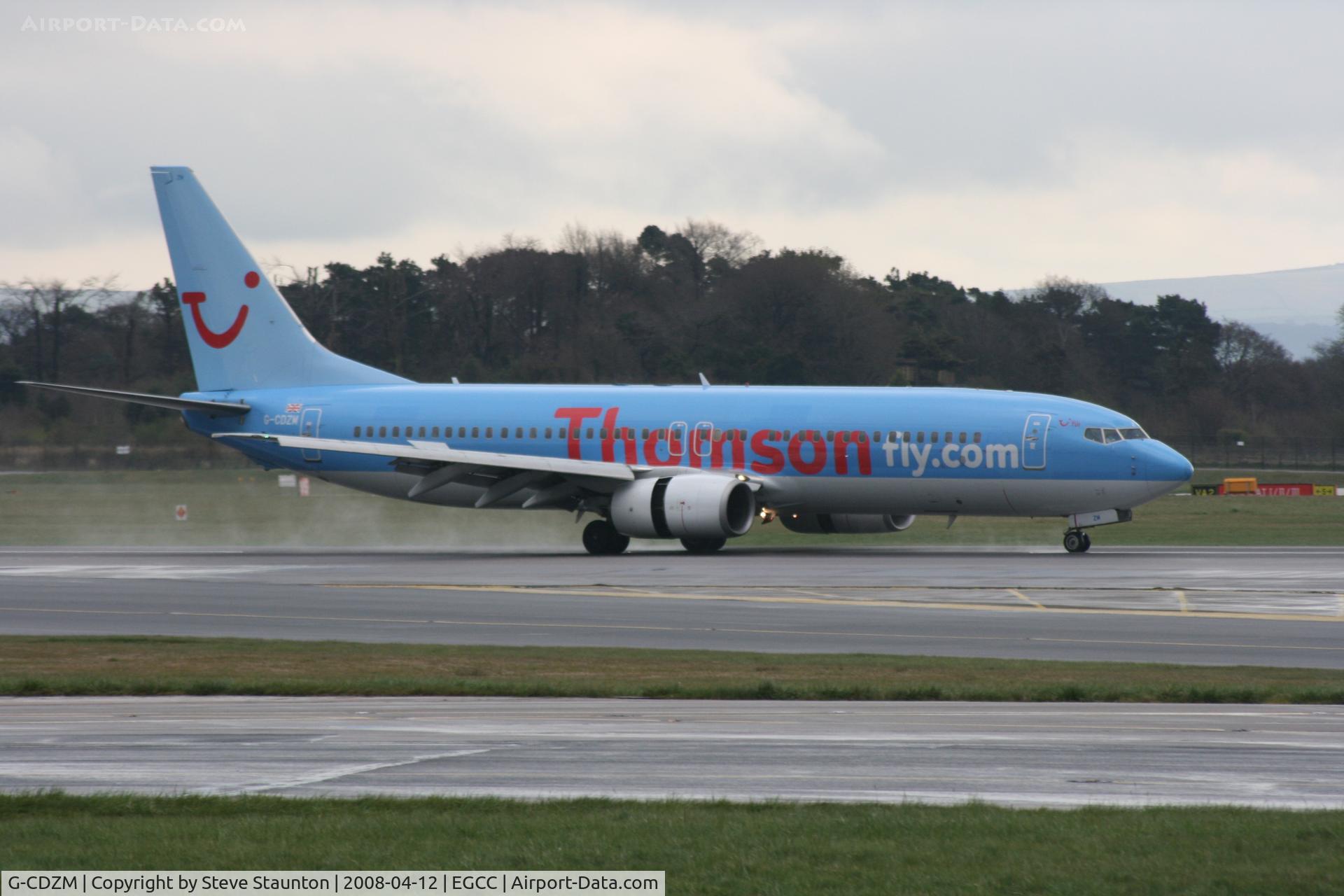G-CDZM, 2000 Boeing 737-804 C/N 30466, Taken at Manchester Airport on a typical showery April day
