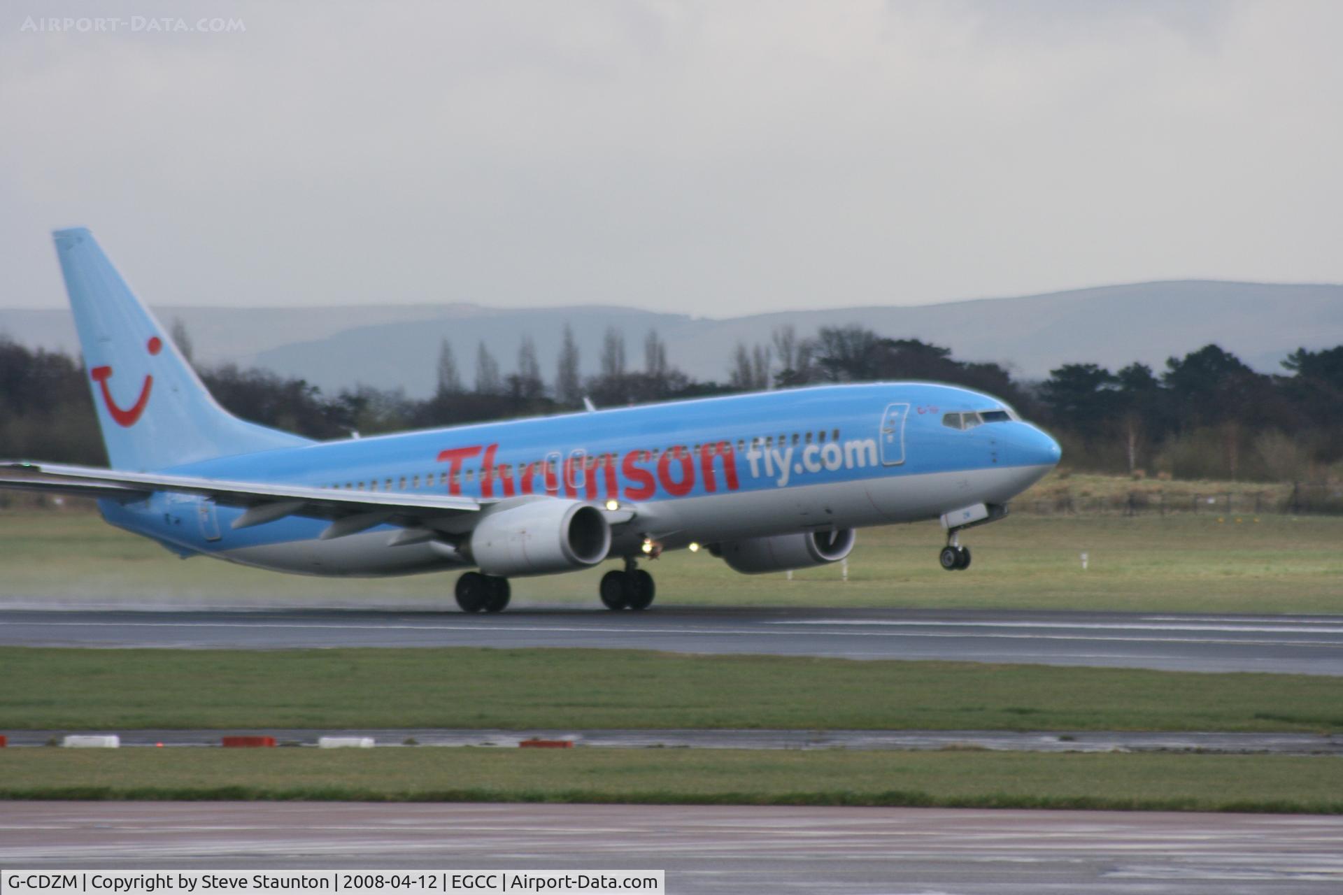 G-CDZM, 2000 Boeing 737-804 C/N 30466, Taken at Manchester Airport on a typical showery April day