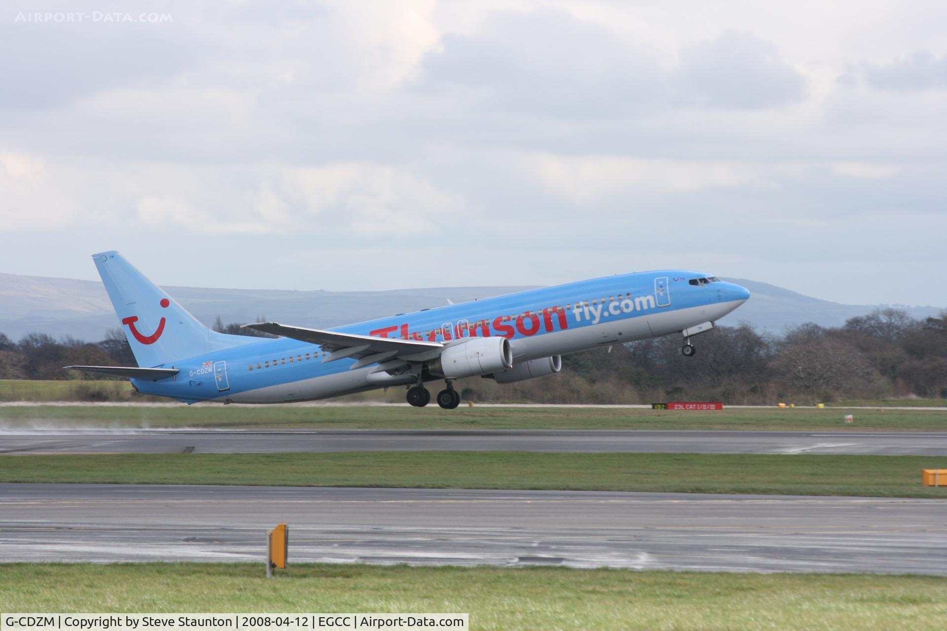 G-CDZM, 2000 Boeing 737-804 C/N 30466, Taken at Manchester Airport on a typical showery April day