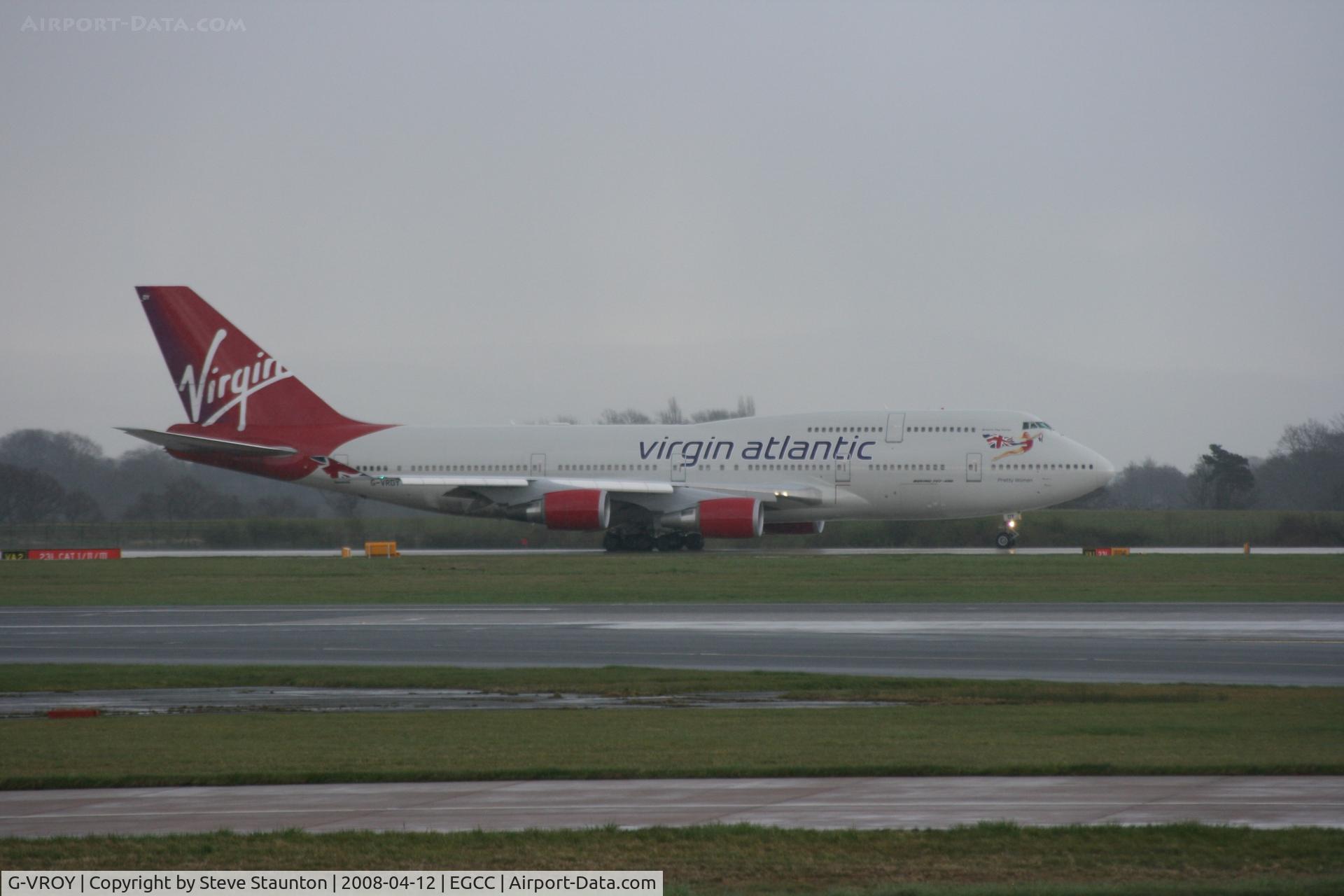 G-VROY, 2001 Boeing 747-443 C/N 32340, Taken at Manchester Airport on a typical showery April day