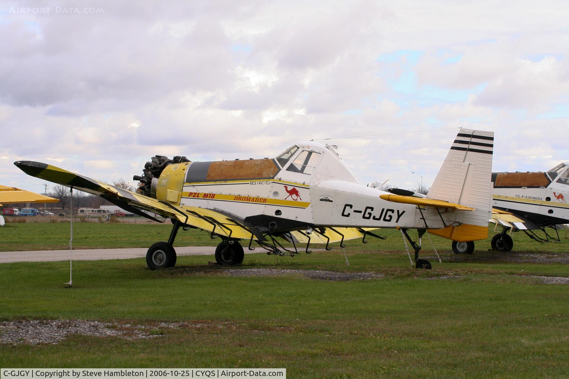 C-GJGY, 1980 PZL-Mielec M-18 Dromader C/N 1Z005-01, At St Thomas Municipal, ON