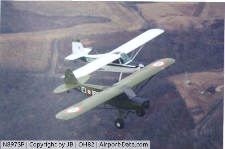 N897SP, 1954 Piper PA-18 C/N 54-2355, flying with a scout