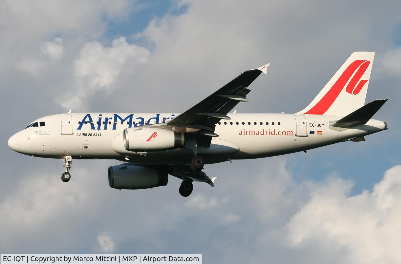 EC-IQT, 2005 Airbus A319-132 C/N 2396, Landing at Milano MXP in AIR MADRID colors
