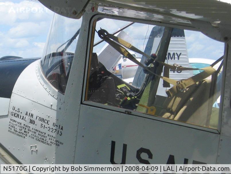 N5170G, 1951 Cessna 305A C/N 22713, Lettering detail.  Sun N Fun 2008