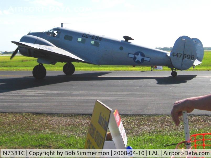 N7381C, 1944 Beech C18S C/N 8104, Departing Sun N Fun 2008