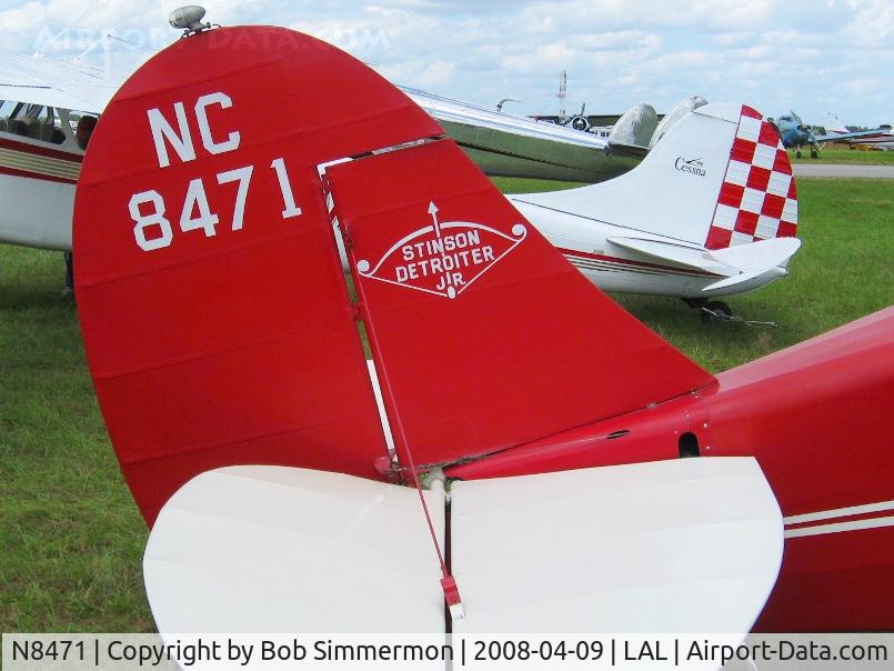 N8471, 1929 Stinson SM-2AA C/N 1069, Tail detail.  Sun N Fun 2008
