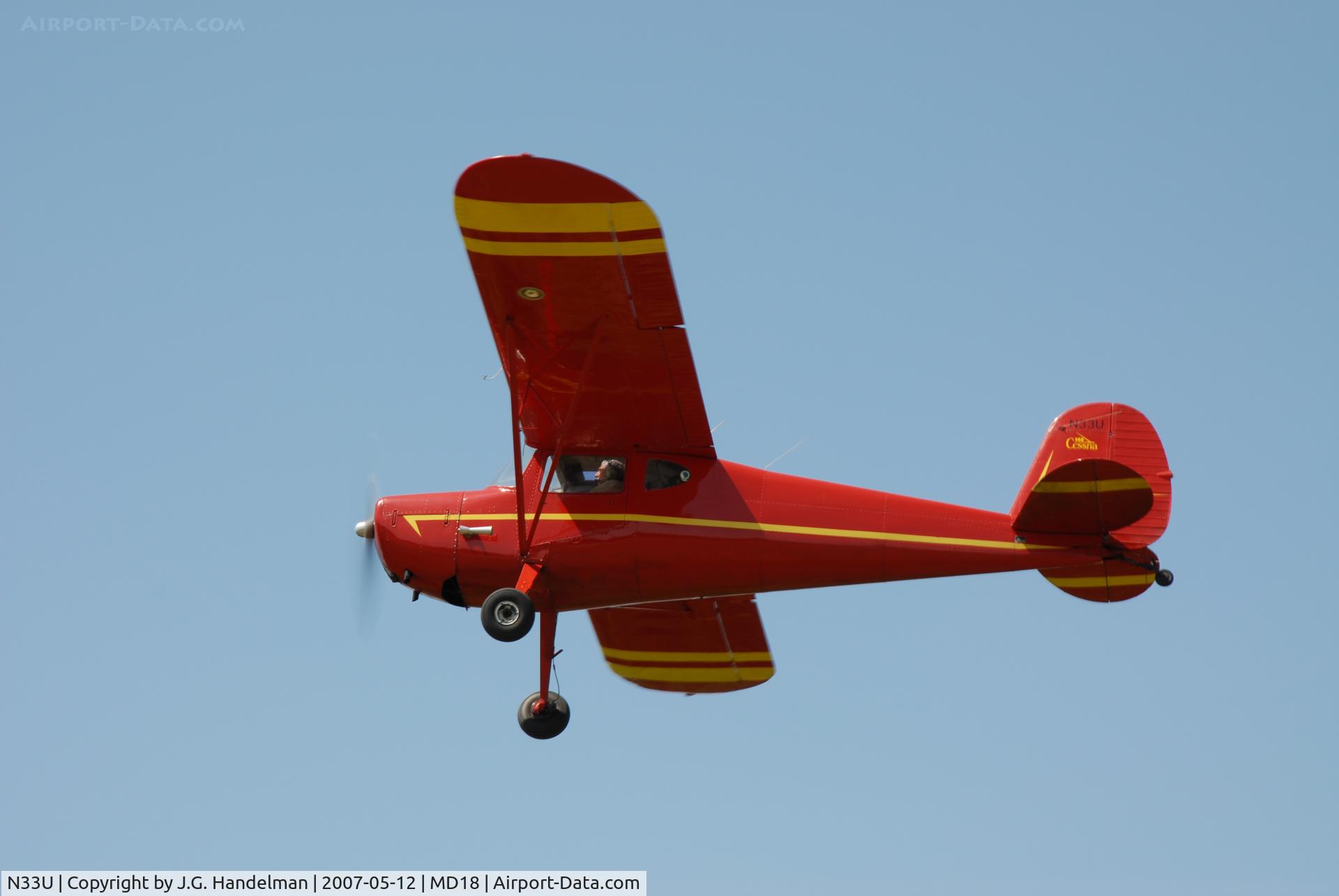 N33U, 1946 Cessna 140 C/N 11032, Take off at Horn Pt. Antique  Fly In