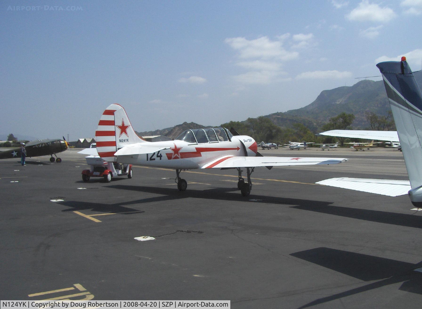 N124YK, 1984 Yakovlev Yak-52 C/N 844804, 1984 Intreprinderea de Avioane Bacau-Romania (Yakovlev) Yak 52 Vedeneev MP-14P 9 cylinder air-cooled radial 360 Hp