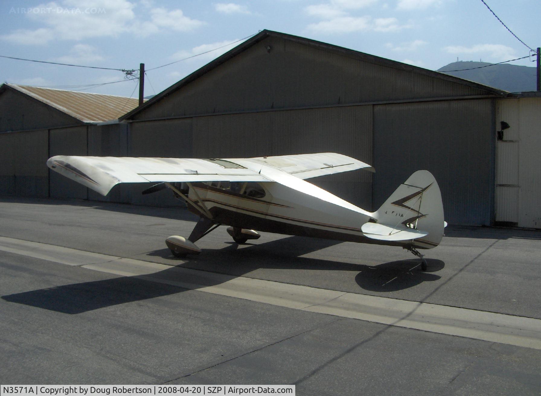 N3571A, 1953 Piper PA-22-135 Tri-Pacer C/N 22-1845, 1953 Piper PA-22-135 TRI-PACER, Lycoming O-290-D2 135Hp, Hoerner tips (conversion to taildragger PA-20 PACER from PA-22 TRI-PACER)