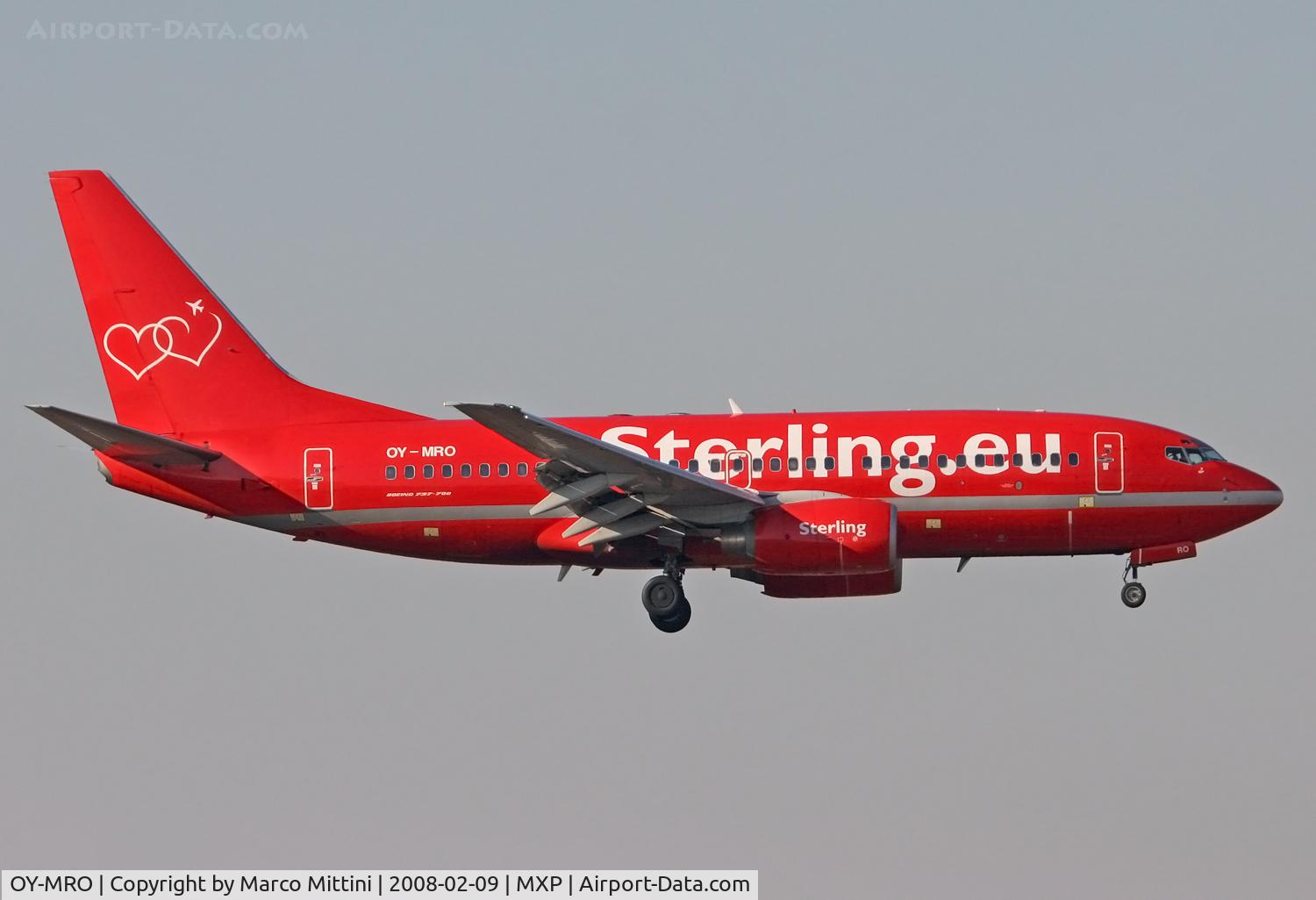 OY-MRO, 1999 Boeing 737-73A C/N 28497, Landing at Milano MXP