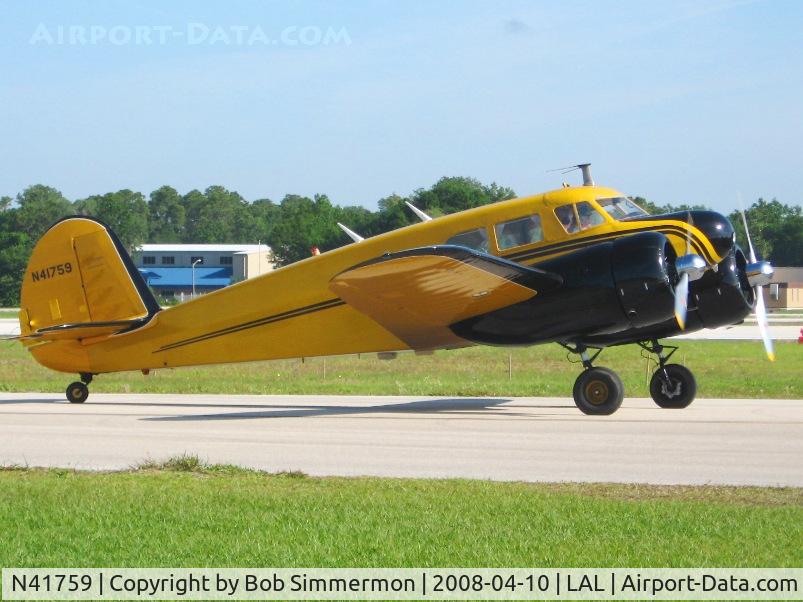 N41759, 1944 Cessna UC-78 (T-50) Bobcat C/N 5807, Departing Sun N Fun 2008