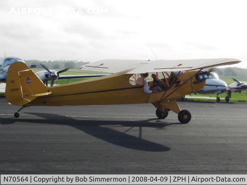 N70564, 1946 Piper J3C-65 Cub C/N 17573, Departing Zephyrhills, FL