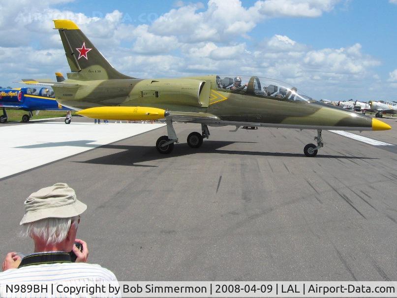 N989BH, 1989 Aero L-39C Albatros C/N 934872, An ol' fellow about to lose his hat.  Sun N Fun 2008