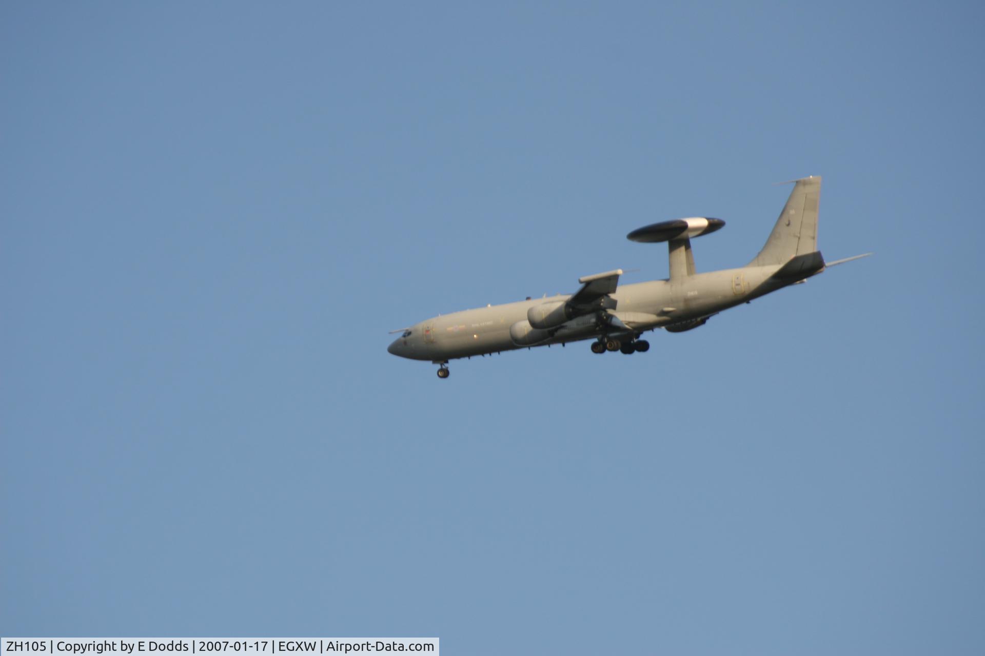 ZH105, 1991 Boeing E-3D Sentry AEW.1 C/N 24113, Landing at Waddington