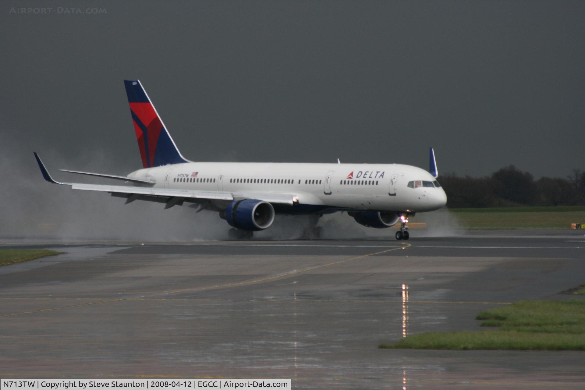 N713TW, 1997 Boeing 757-2Q8 C/N 28173, Taken at Manchester Airport on a typical showery April day