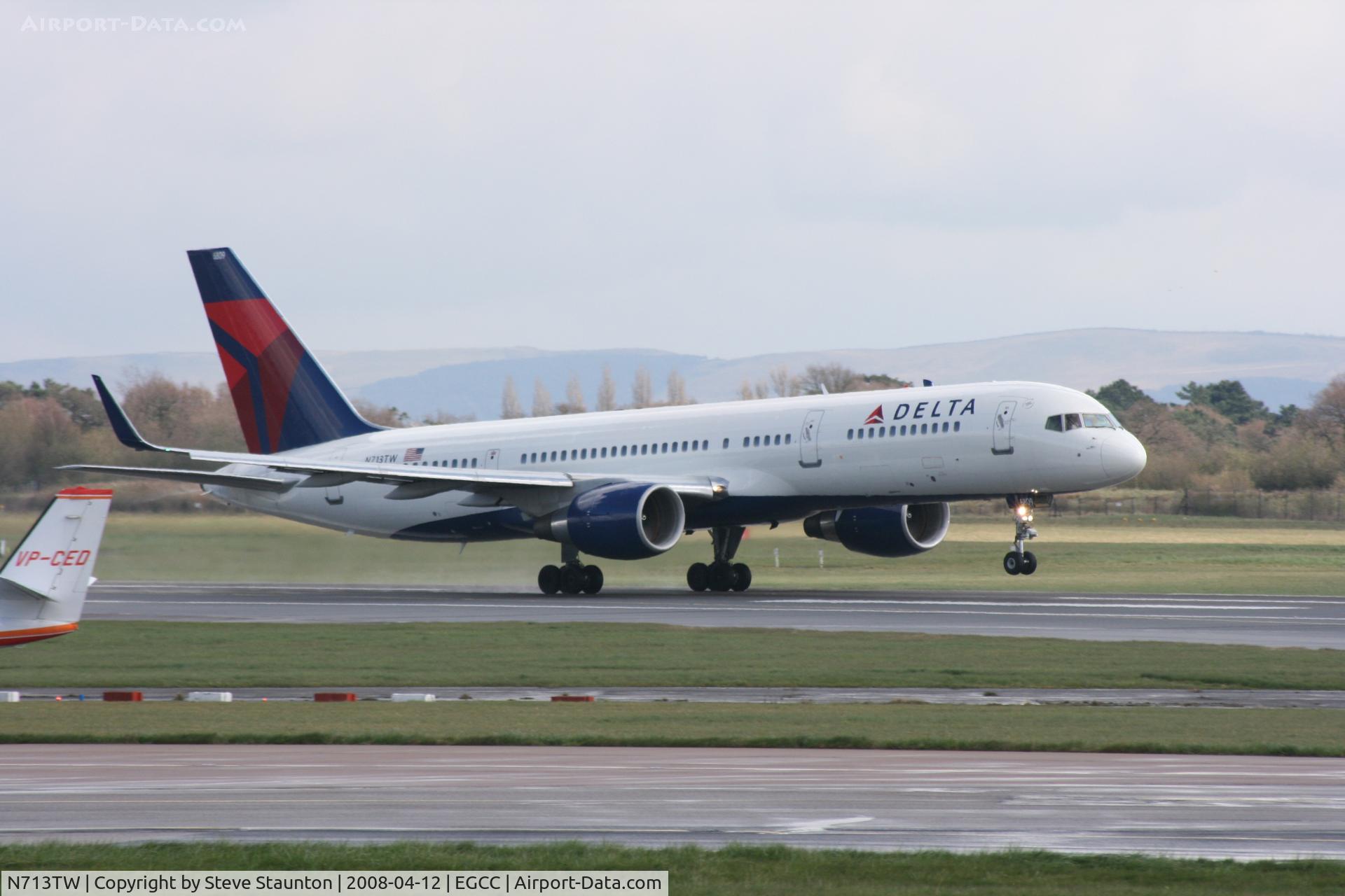 N713TW, 1997 Boeing 757-2Q8 C/N 28173, Taken at Manchester Airport on a typical showery April day