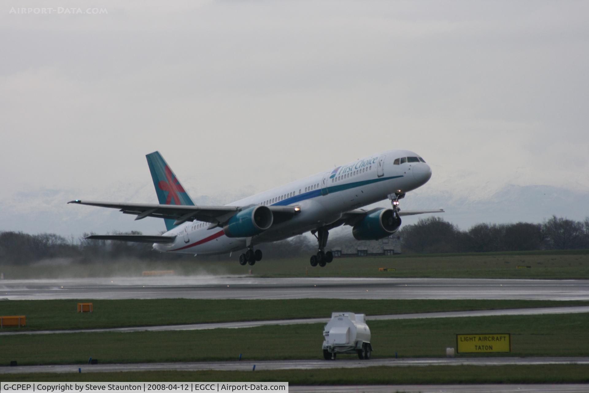 G-CPEP, 1991 Boeing 757-2Y0 C/N 25268, Taken at Manchester Airport on a typical showery April day