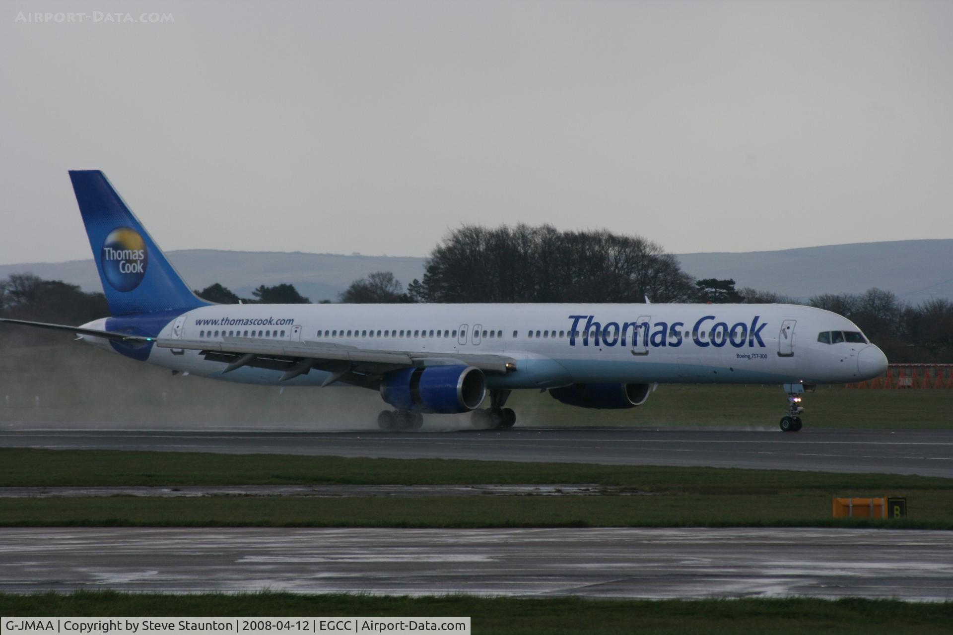 G-JMAA, 2001 Boeing 757-3CQ C/N 32241, Taken at Manchester Airport on a typical showery April day