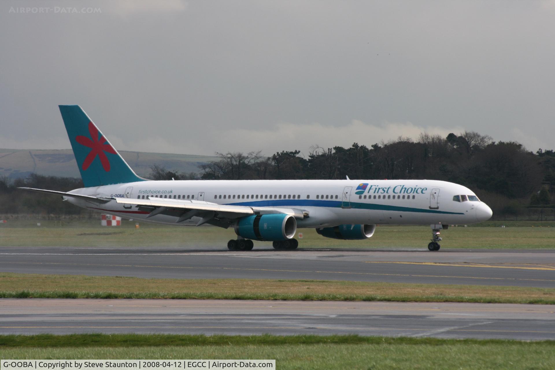 G-OOBA, 2000 Boeing 757-28A C/N 32446, Taken at Manchester Airport on a typical showery April day