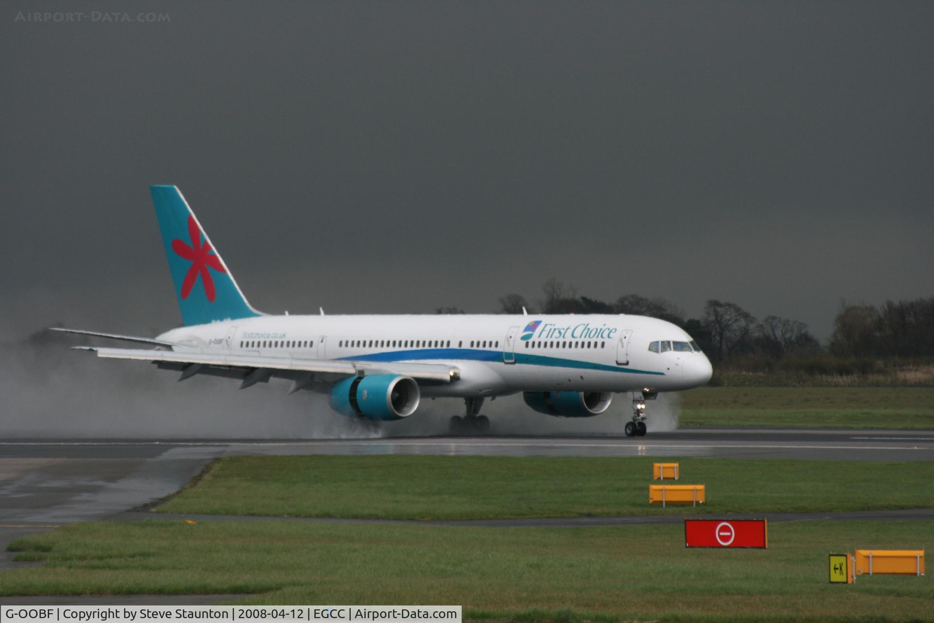 G-OOBF, 2004 Boeing 757-28A C/N 33101, Taken at Manchester Airport on a typical showery April day