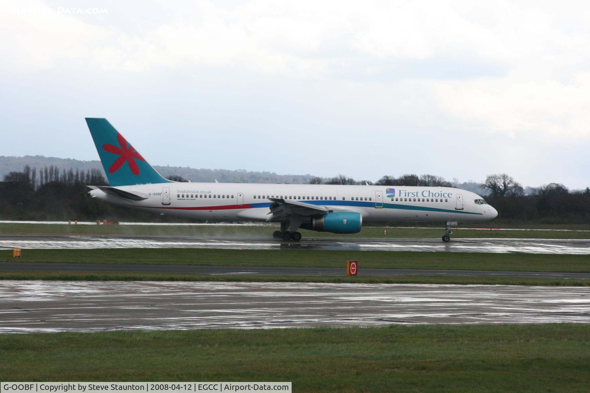 G-OOBF, 2004 Boeing 757-28A C/N 33101, Taken at Manchester Airport on a typical showery April day
