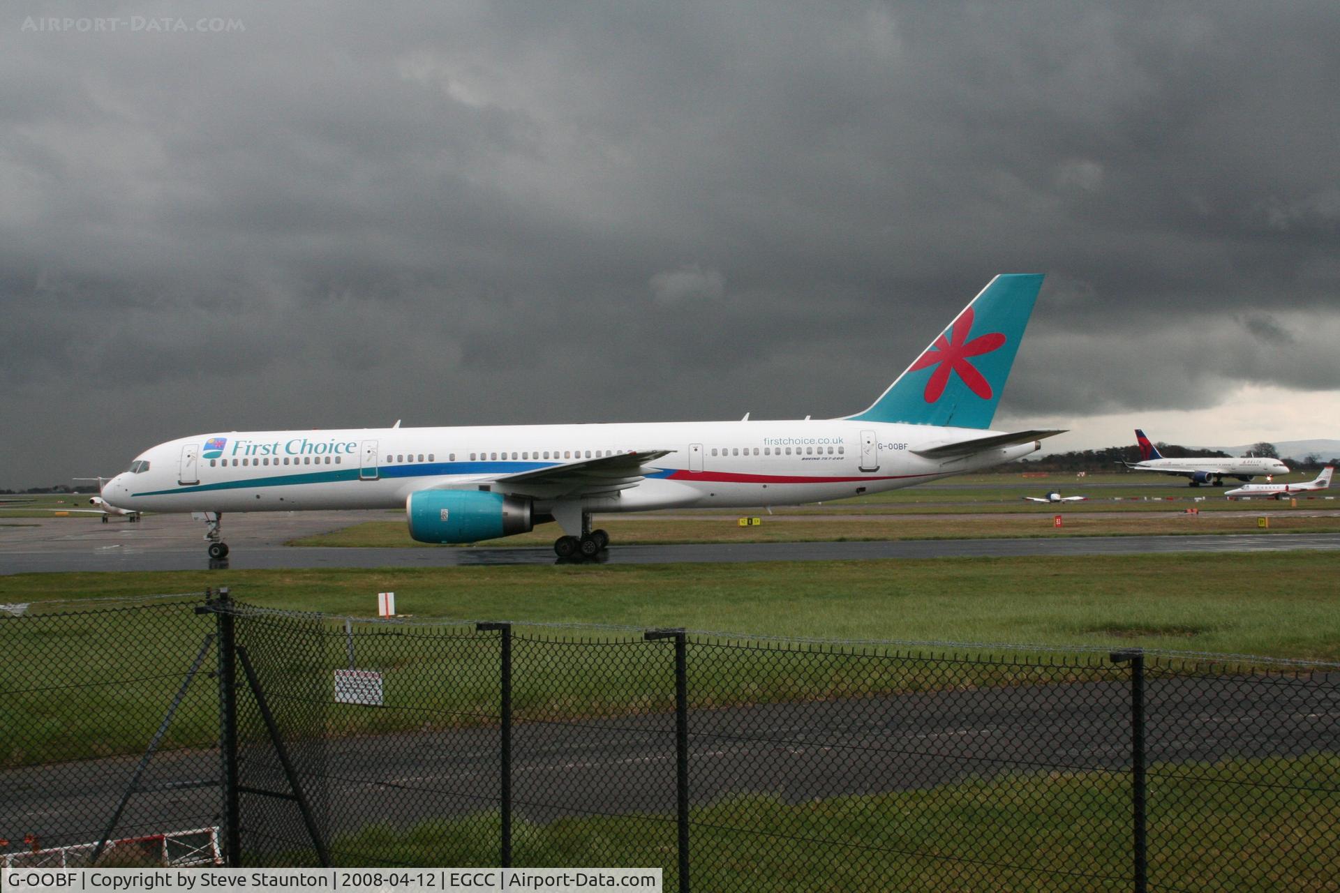 G-OOBF, 2004 Boeing 757-28A C/N 33101, Taken at Manchester Airport on a typical showery April day