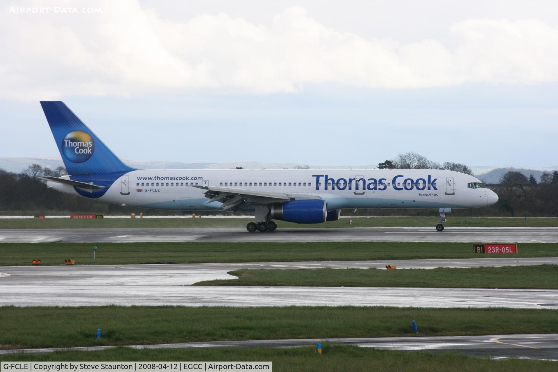 G-FCLE, 1998 Boeing 757-28A C/N 28171, Taken at Manchester Airport on a typical showery April day