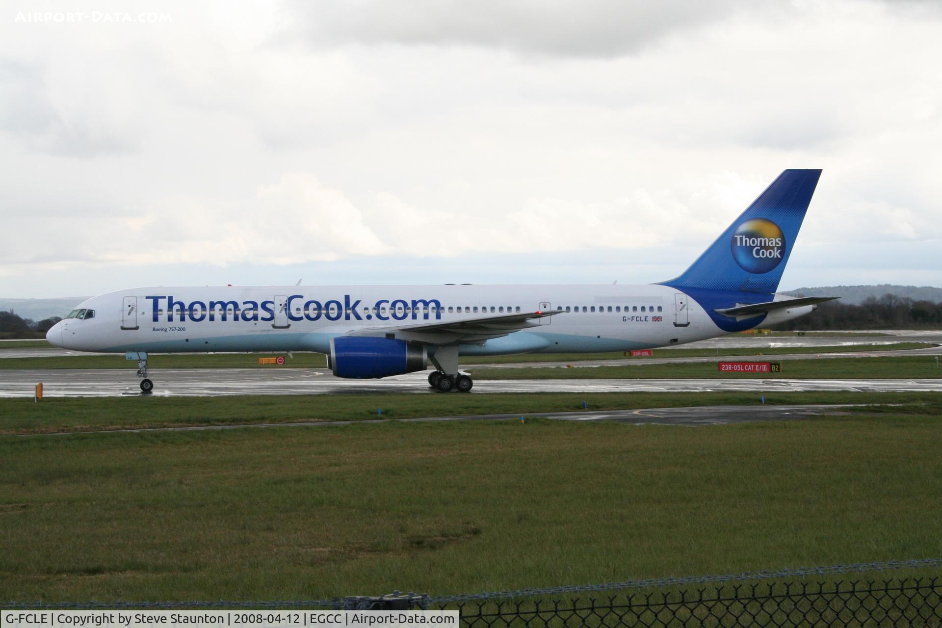 G-FCLE, 1998 Boeing 757-28A C/N 28171, Taken at Manchester Airport on a typical showery April day