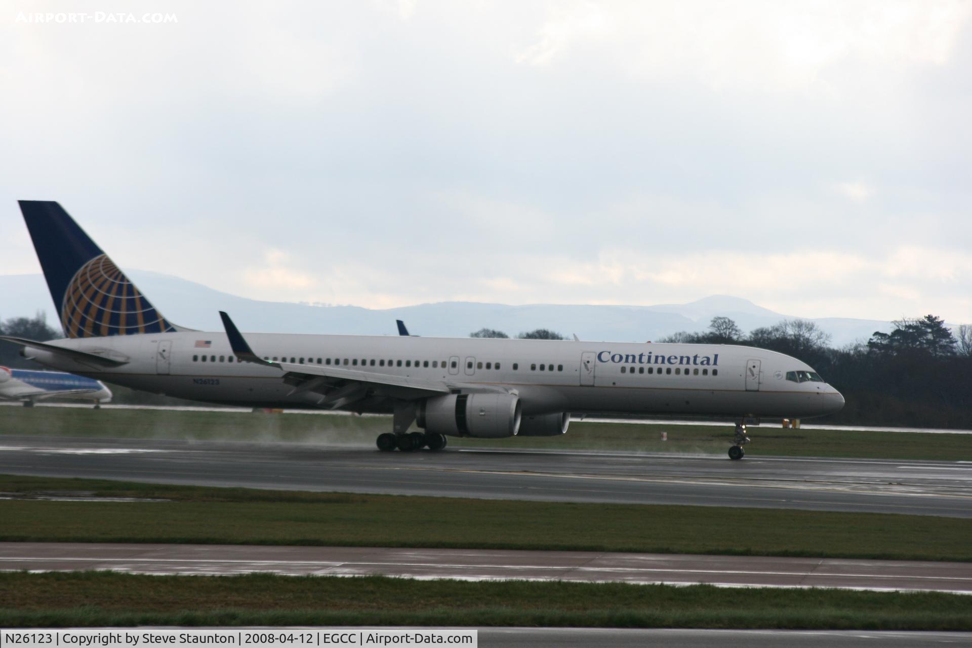 N26123, 1997 Boeing 757-224 C/N 28966, Taken at Manchester Airport on a typical showery April day