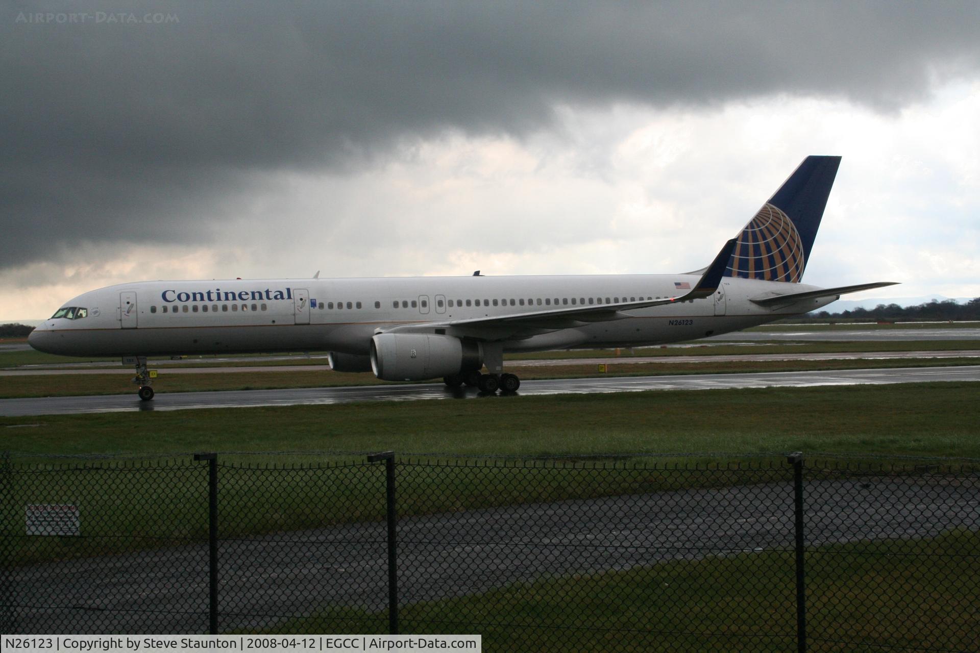 N26123, 1997 Boeing 757-224 C/N 28966, Taken at Manchester Airport on a typical showery April day