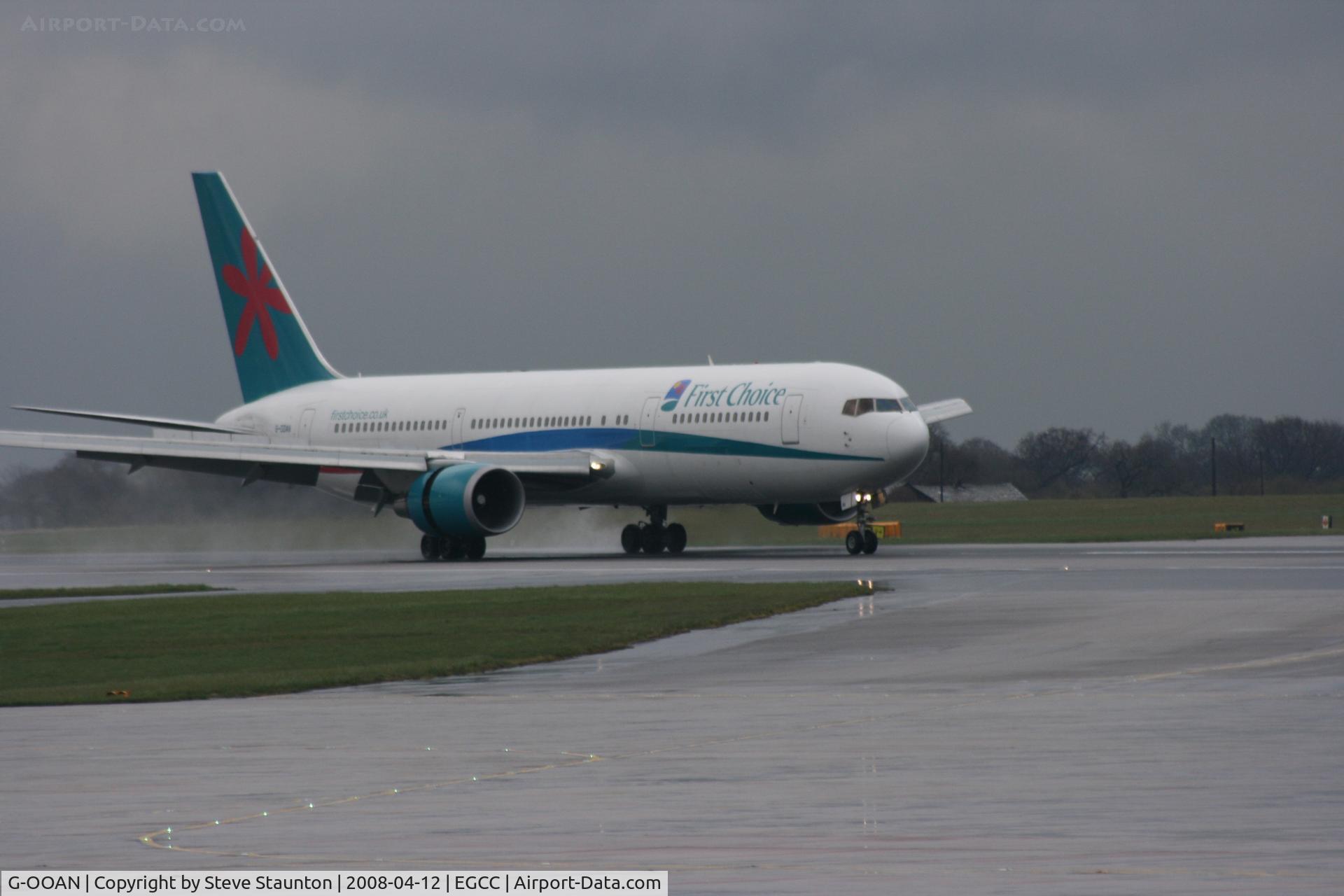 G-OOAN, 1993 Boeing 767-39H C/N 26256, Taken at Manchester Airport on a typical showery April day