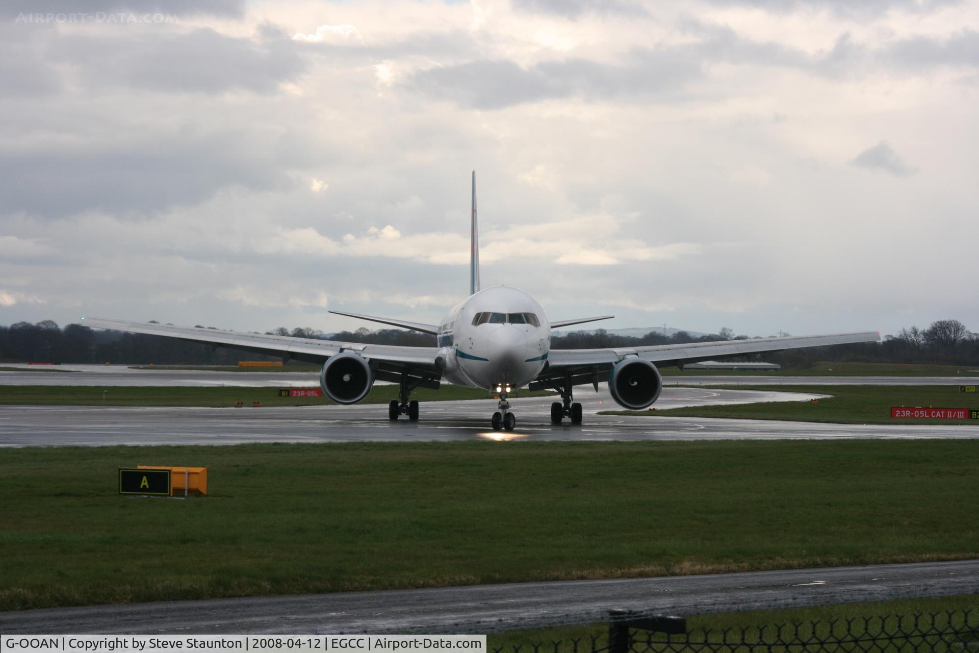 G-OOAN, 1993 Boeing 767-39H C/N 26256, Taken at Manchester Airport on a typical showery April day