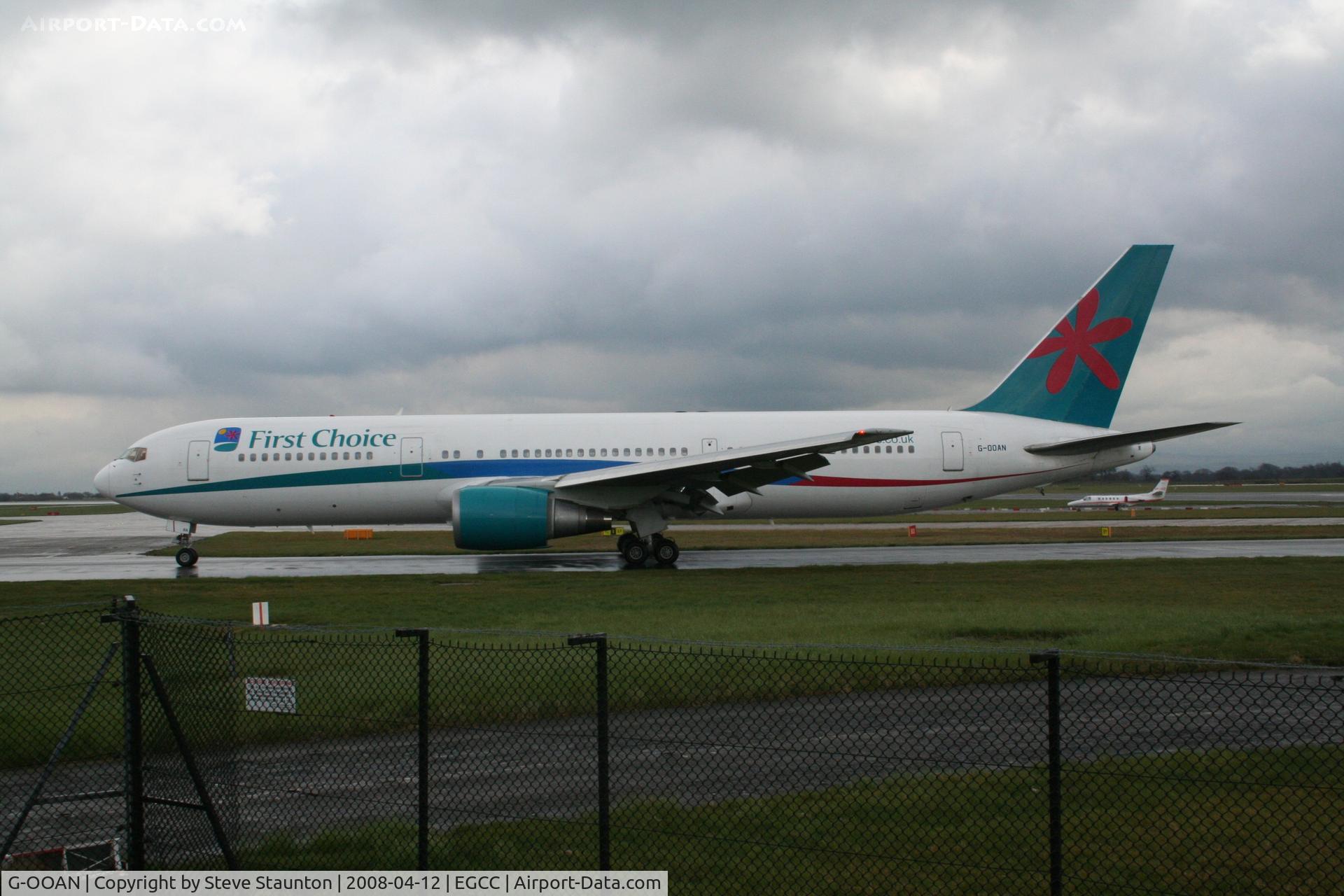 G-OOAN, 1993 Boeing 767-39H C/N 26256, Taken at Manchester Airport on a typical showery April day