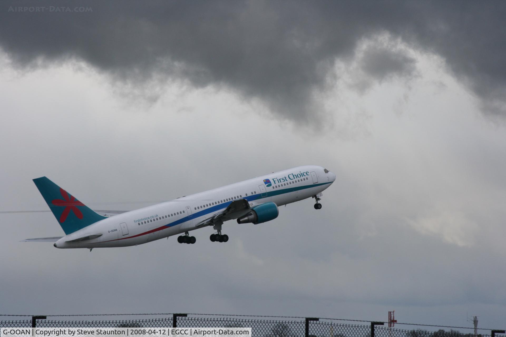 G-OOAN, 1993 Boeing 767-39H C/N 26256, Taken at Manchester Airport on a typical showery April day