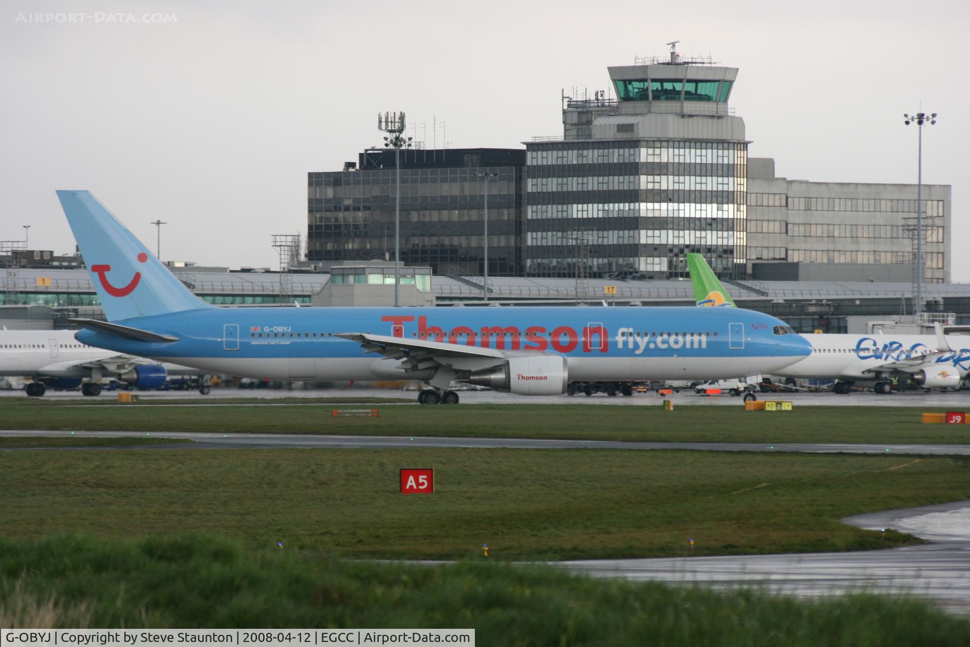 G-OBYJ, 2000 Boeing 767-304 C/N 29384, Taken at Manchester Airport on a typical showery April day