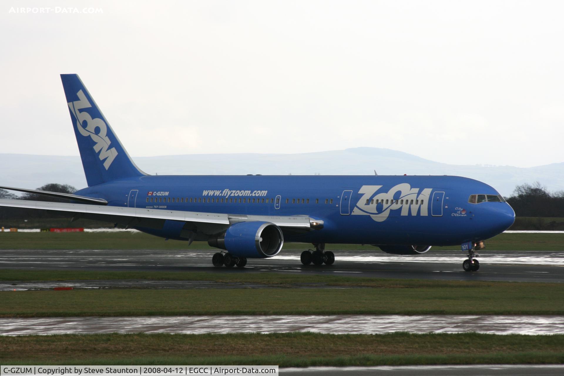 C-GZUM, 1993 Boeing 767-328 C/N 27135, Taken at Manchester Airport on a typical showery April day
