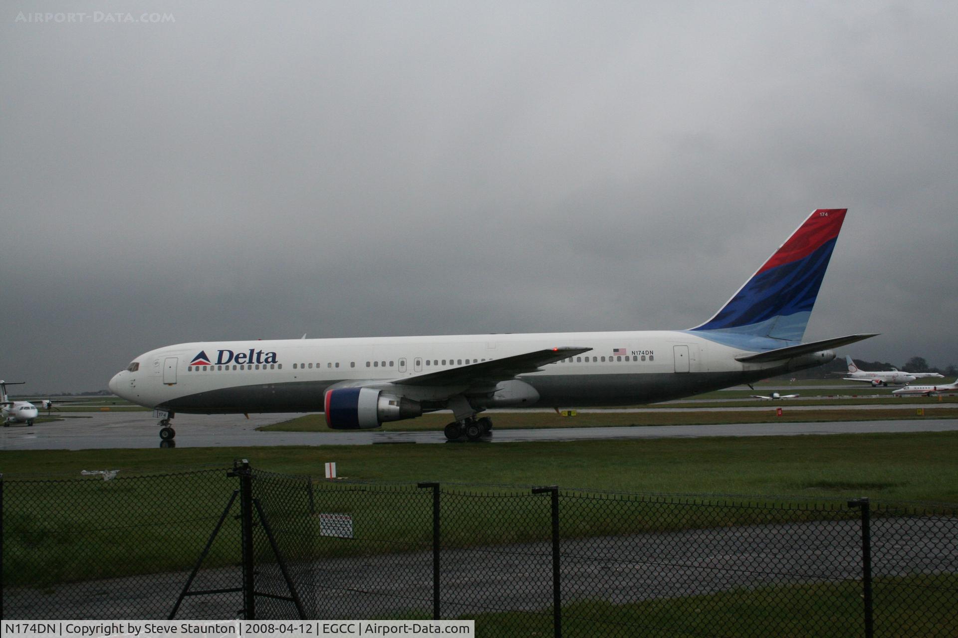N174DN, 1990 Boeing 767-332 C/N 24802, Taken at Manchester Airport on a typical showery April day